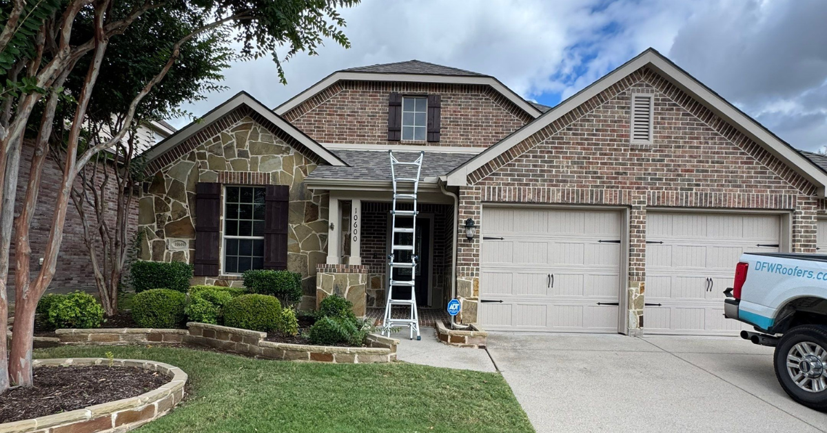 Residential roof replacement by DFW Roofers in Mckinney, Texas, highlighting new roof installation